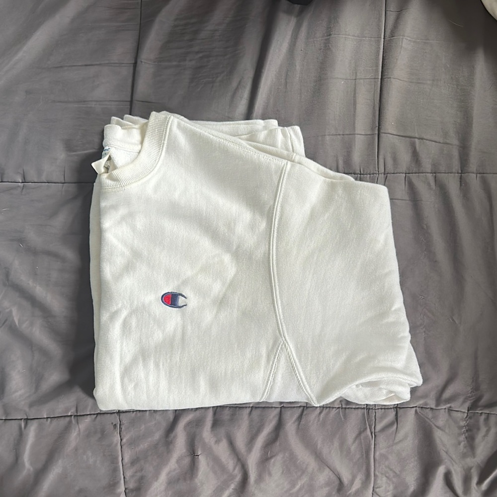 Champion Reverse Weave White Crewneck Sweatshirt